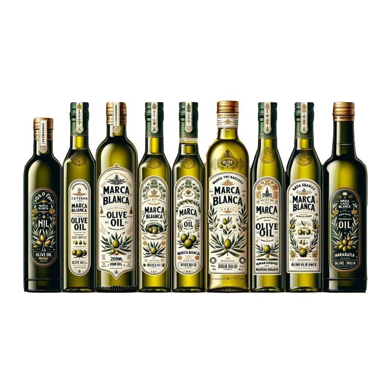 Diferentes tipos de botellas aceite de oliva